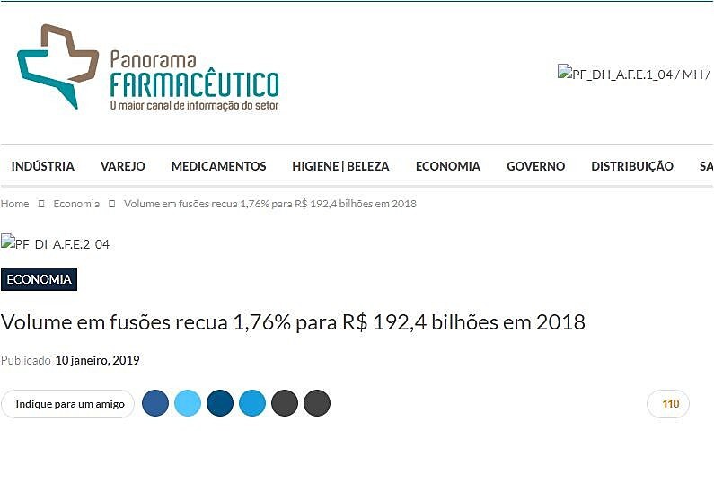 Volume em fuses recua 1,76% para R$ 192,4 bilhes em 2018